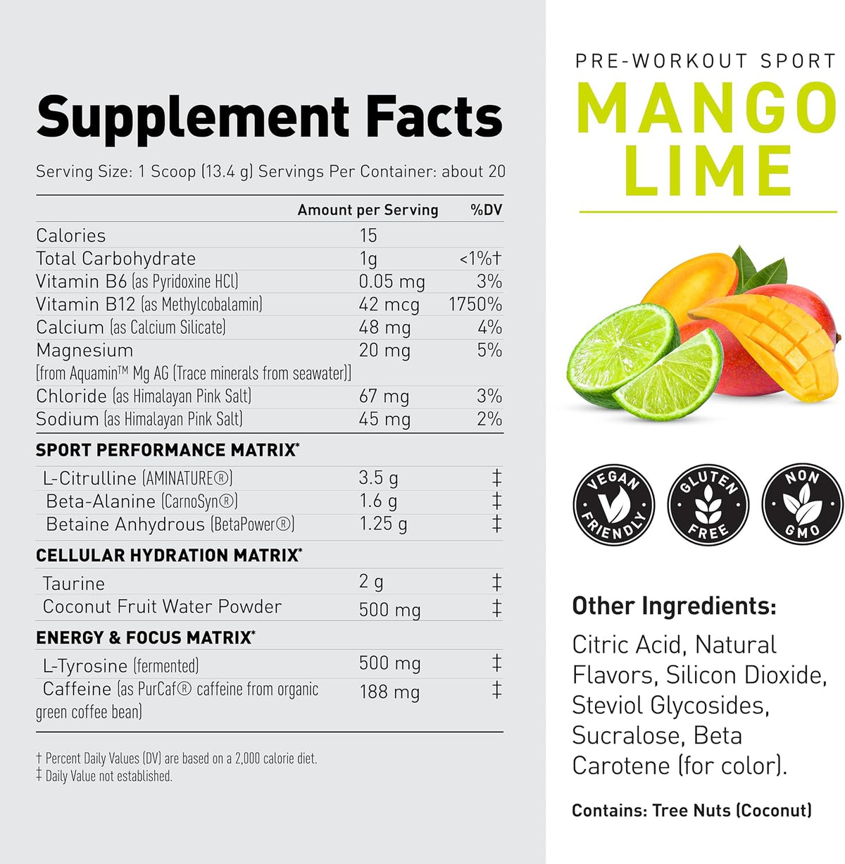 Kaged Pre Sport Pre Workout Powder Mango Lime Creatine Monohydrate Micronized Powder Bundle, Energy & Muscle Recovery Supplement Pack, 20 Servings Pre-Workout + 100 Servings Creatine