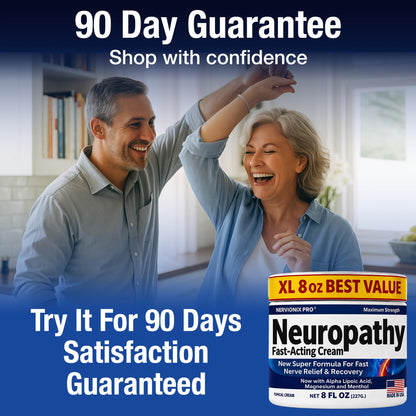 Neuropathy Nerve Relief Cream – Extra Large 8 oz – Maximum Strength for Feet Hands Legs Toes Back – Natural Ingredients Arnica Aloe Vera MSM Vitamins