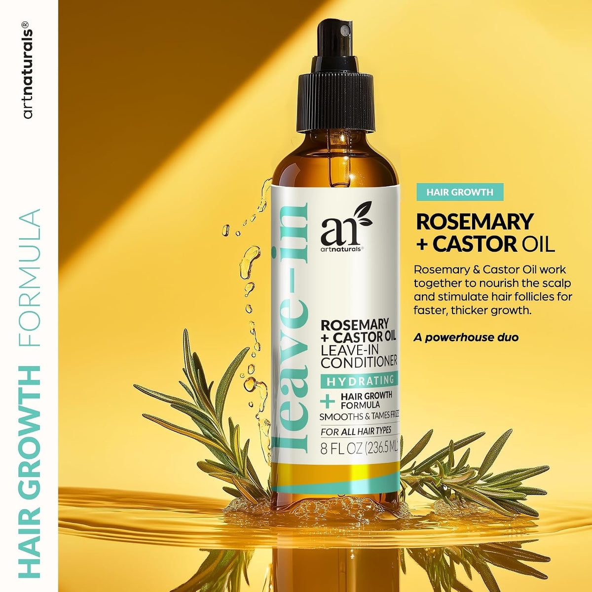 Artnaturals Rosemary & Castor Leave-In Conditioner, 8 fl oz, 2 Pack