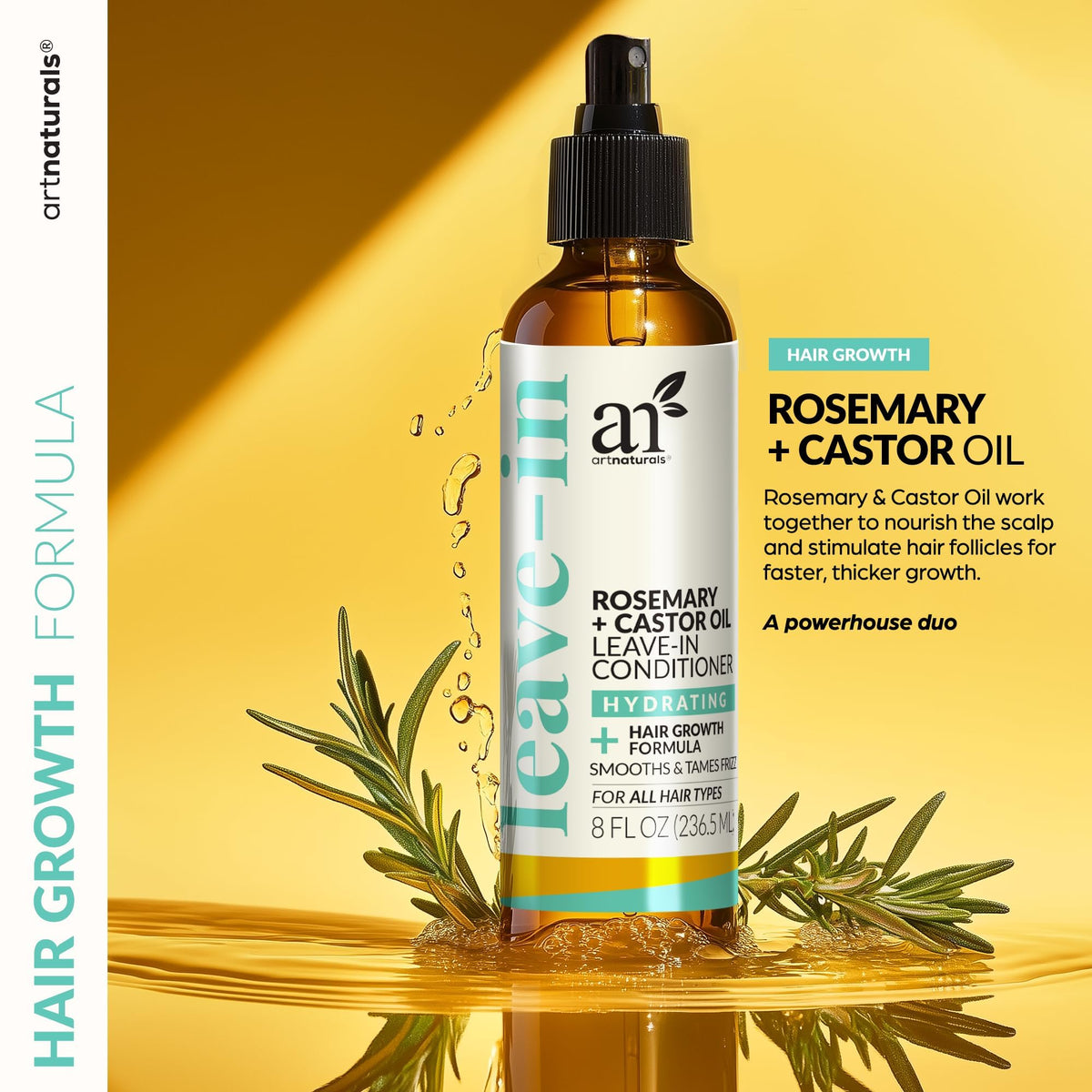 Artnaturals Rosemary & Castor Leave-In Conditioner, 8 fl oz, 2 Pack