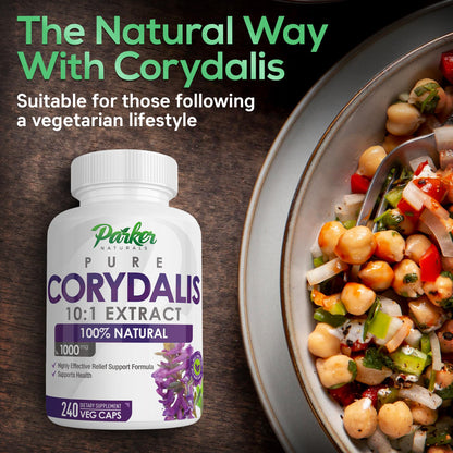 Parker Naturals Pure Corydalis Root Extract Capsule - 1000mg Strength, 10:1 Corydalis Yanhusuo Extract, Natural Relief, Long Lasting, 100% Vegetarian, 120 Servings, 240 Count Parker NaturalsBuy Supplements Australia