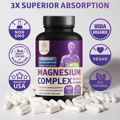 N1N Premium Magnesium Complex - High Absorption Magnesium Supplement for Women and Men to Support Regularity and Bone Health- 120 Veggie Capsules Number One Nutrition buy supplements Au