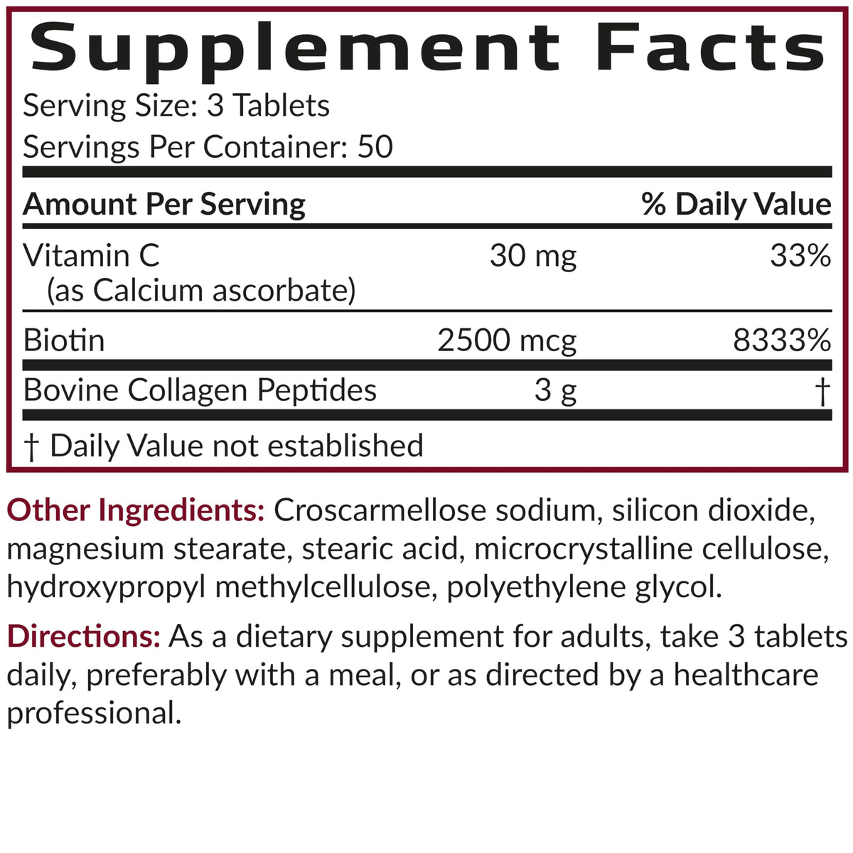 Futurebiotics Collagen Peptides with Biotin & Vitamin C Complex 3-in-1 Formula - for Hair, Skin & Nails Support, Non-GMO, 90 Tablets