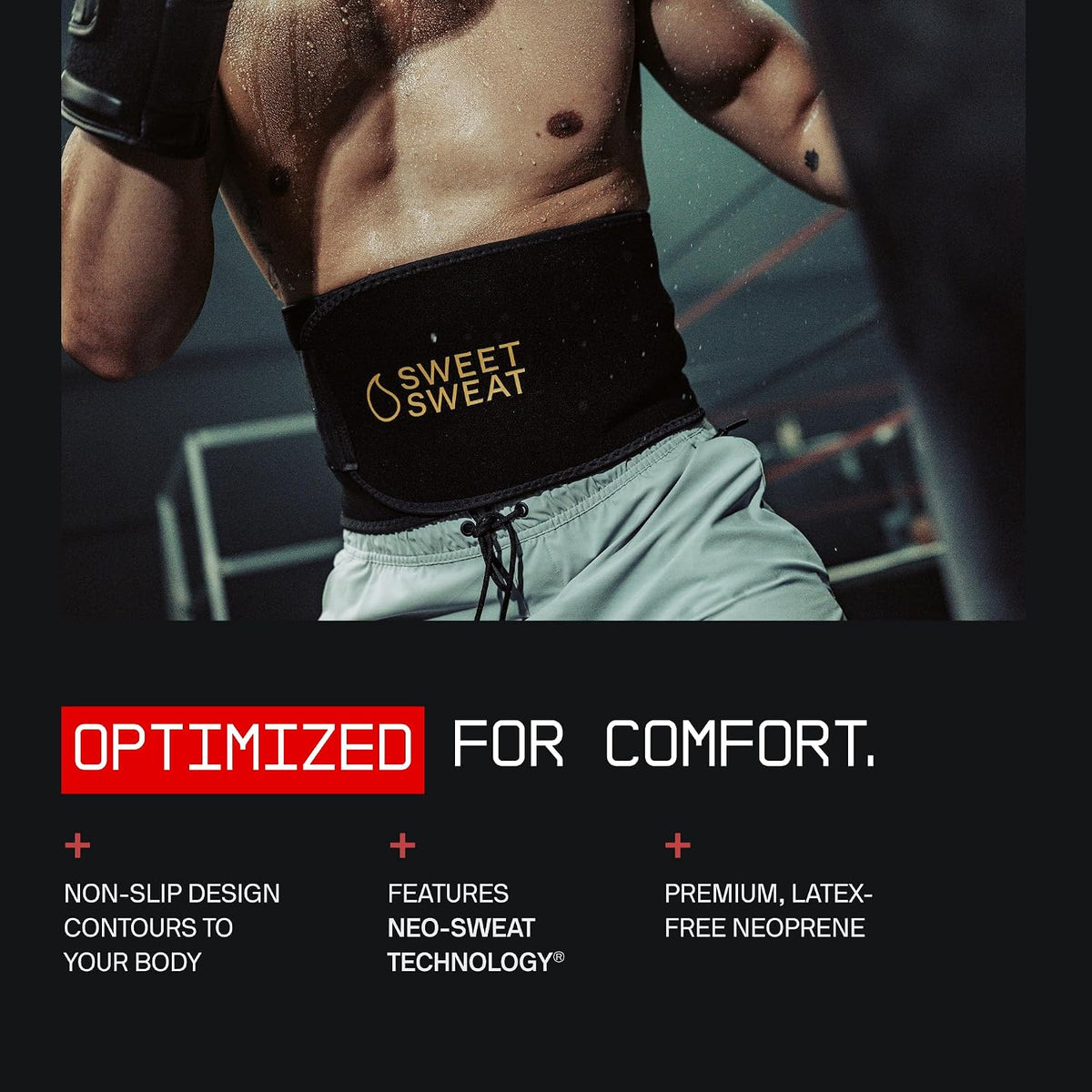 Sports Research Sweet Sweat Waist Trimmer (Core Series) - Premium Sweat Enhancing Fitness Band for Women & Men - Adjustable Fit · Latex-Free Neoprene - Matte Black, Medium