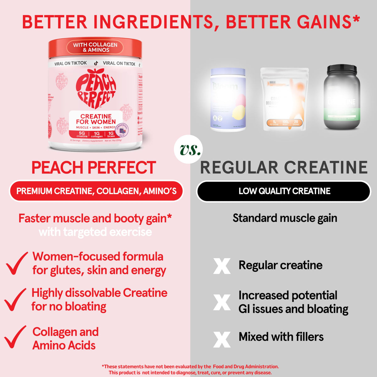 Peach Perfect Creatine for Women – Micronized Creatine Monohydrate Powder with BCAA & Collagen for Glute Strength Support, Boosts Energy, Focus, Strength, and Endurance – Pink Lemonade, 30 Servings