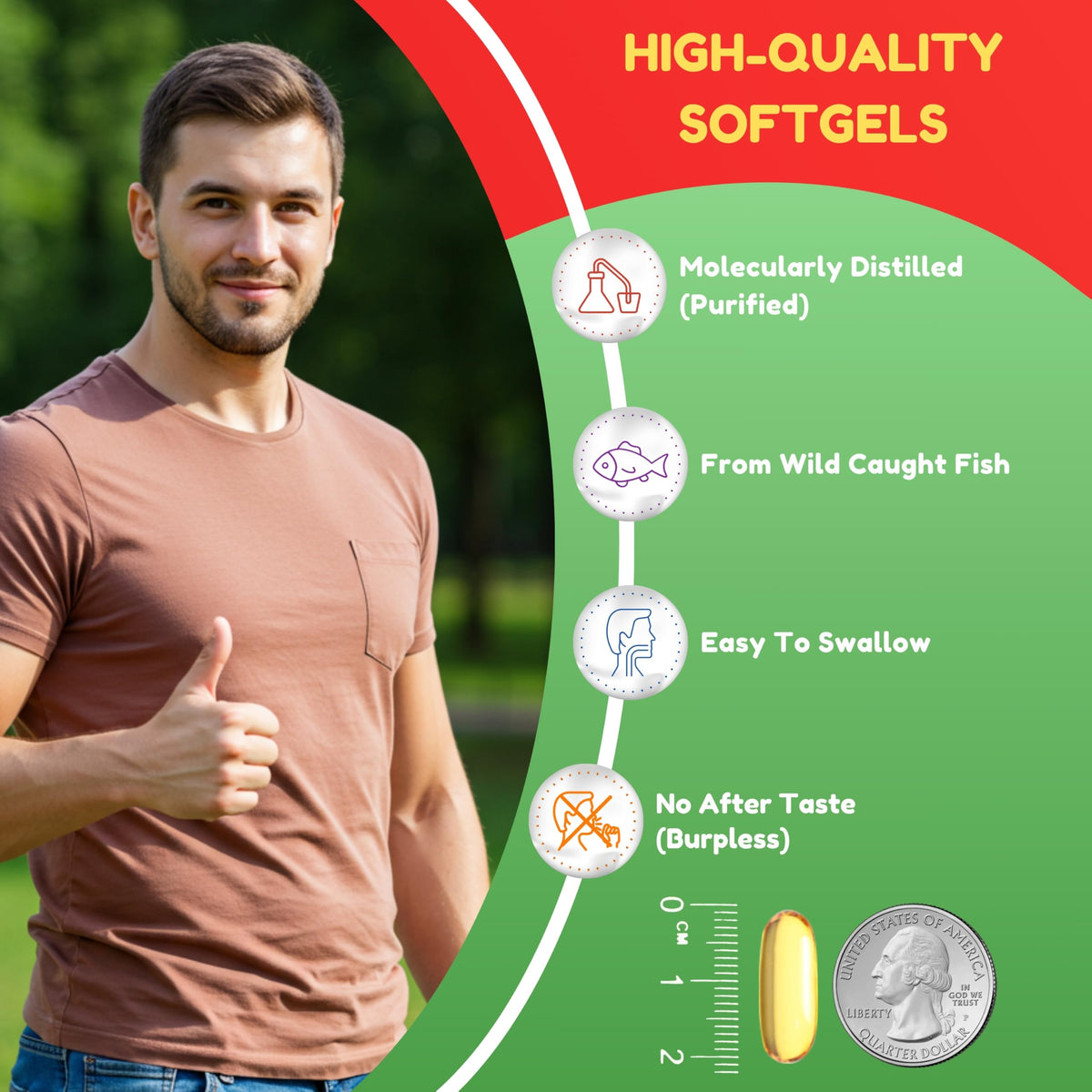 Suplement ​Halal Omega 3 Fish Oil 2000mg - 60 Servings, 120 Softgels. Wild Caught, Purified, Keto Friendly, Non-GMO & Gluten-Free. Brain, Heart & Cardiovascular Support. - VelvetGlow USA