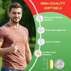 Suplement ​Halal Omega 3 Fish Oil 2000mg - 60 Servings, 120 Softgels. Wild Caught, Purified, Keto Friendly, Non-GMO & Gluten-Free. Brain, Heart & Cardiovascular Support. - VelvetGlow USA