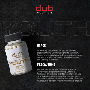 Dub Nutrition Youth - Formula with Acai, Resveratrol, Curcumin, Vitamins A, C, D, E, B12, and CoQ10 - Supports Immunity and Mobility - 90 Capsules Dub NutritionBuy Supplements Australia