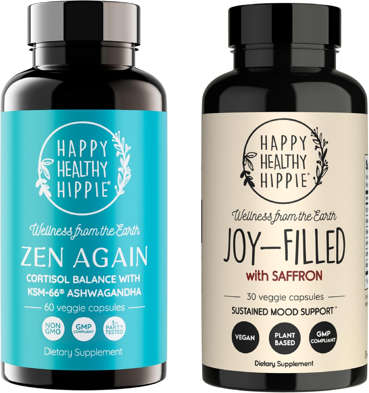 Happy Healthy Hippie Joy-Filled with Saffron Mood Support Supplement & Zen Again Cortisol Manager