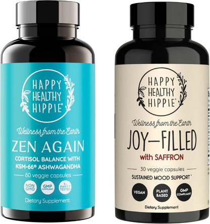 Happy Healthy Hippie Joy-Filled with Saffron Mood Support Supplement & Zen Again Cortisol Manager