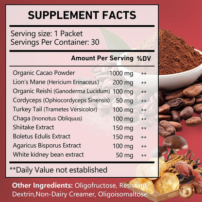 OMOGS Mushroom Coffee, 10 in 1 Extract Powder Blend Lion's Mane, Reishi, Cordyceps, Chaga, Turkey Tail, Instant Coffee-for Energy, Focus, Memory, Digestion & Immunity, 30 Serving