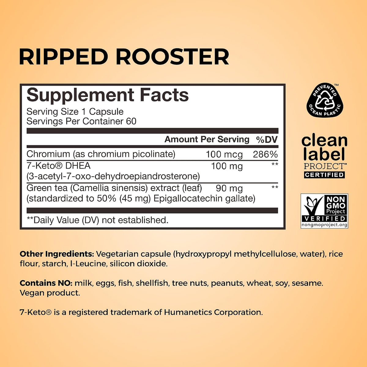 HUM Ripped Rooster Green Tea Extract 7-Keto DHEA & Chromium, 60 Count