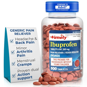 TIME-Cap Labs 500 Tablets Ibuprofen 200mg Coated - Pain Reliever & Fever Reducer (NSAID) for Adults, Helps with Headache, Back Pain, Muscle Aches, Toothaches, Menstrual Cramps & Minor Arthritis Pain TIME-CAP LABS, INC.Buy Supplements Australia
