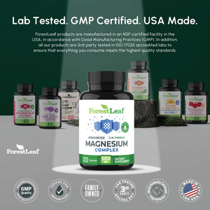 ForestLeaf Magnesium Complex for Women and Men - 500mg Magnesium Supplement for Sleep - 5-in-1 Chelated Magnesium Citrate, Bisglycinate, Malate, Taurate, Oxide (120 Ct) ForestLeaf buy supplements Au
