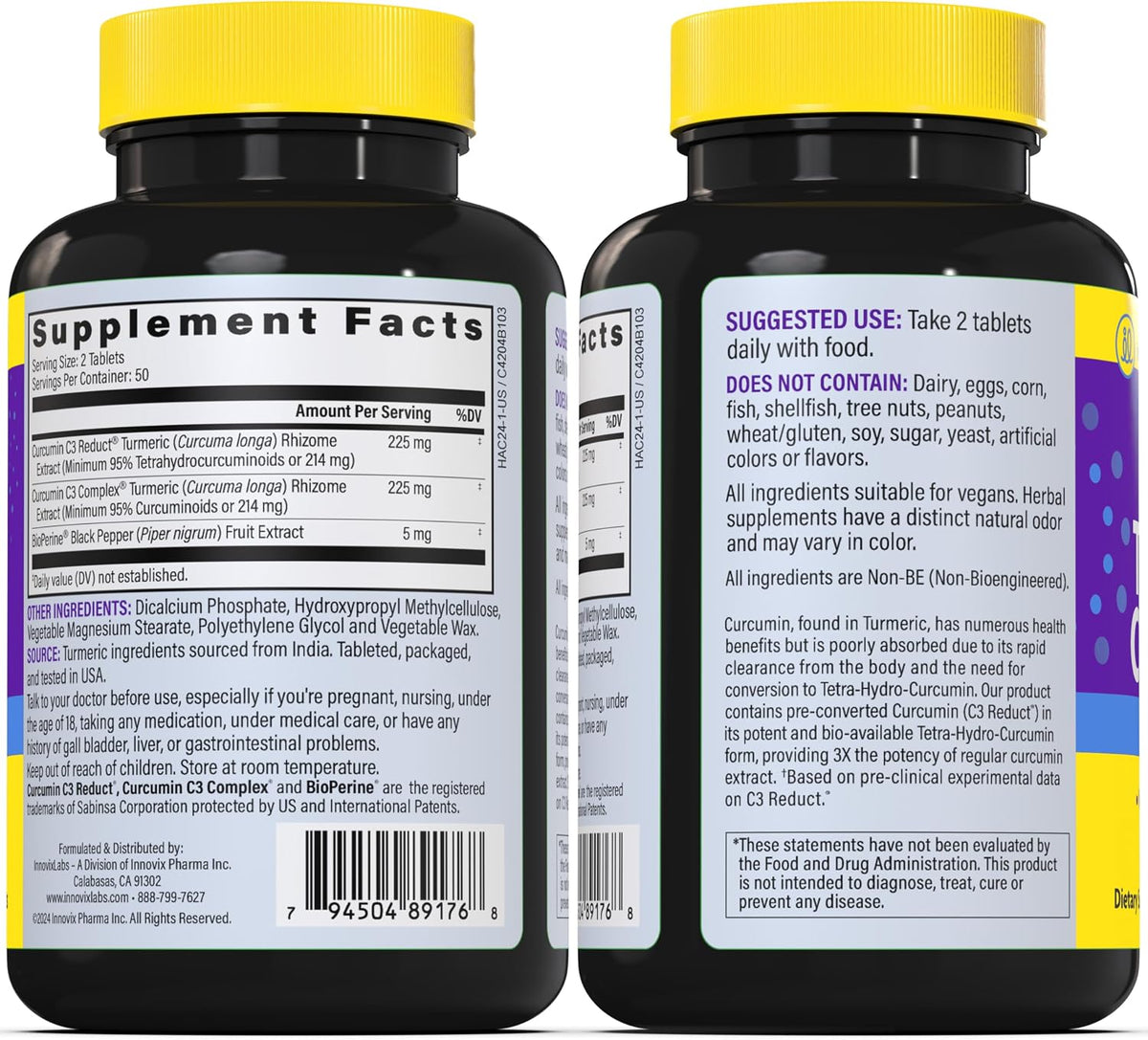 InnovixLabs Multi Probiotic & Curcumin Bundle Multi-Strain Probiotic (60 Time-Release Capsules) Turmeric Curcumin (100 Time-Release Tablets). Supports Gut and Immune Health. *