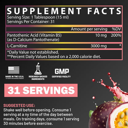 Nutrex Research Lipo-6 Defining Gel & L-Carnitine 3000 Passionfruit Guava | Stimulant-Free Workout Support | Fast-Absorbing Topical Gel + Liquid L-Carnitine
