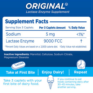 Lactaid Original Strength Lactose Intolerance Pills, 9000 FCC Natural Lactase Enzyme Dairy Relief Caplets, Helps Prevent Gas, Bloating & Diarrhea Due to Lactose Sensitivity in Adults & Kids, 120 Count Lactaid buy supplements Au