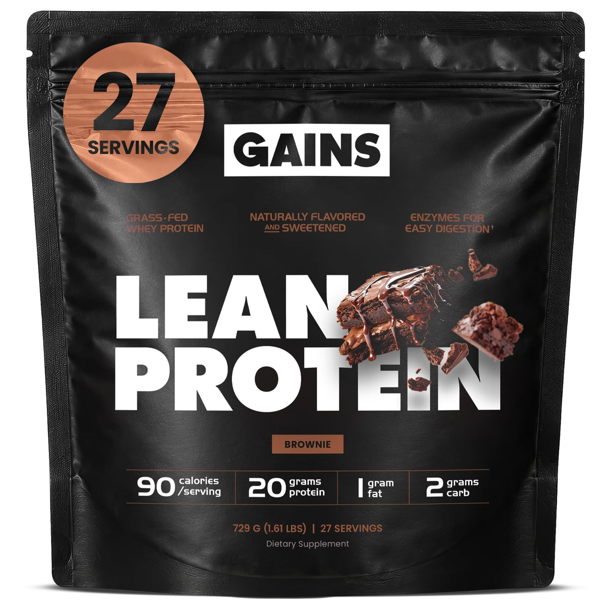 Gains in Bulk Lean Protein Powder with 20g Protein, Strawberry, 27 Servings