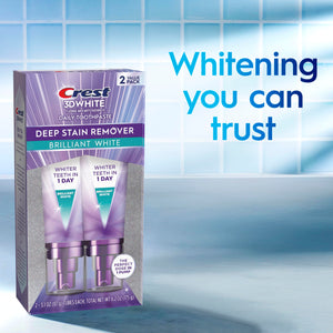 Suplement ​Crest 3D White Deep Stain Remover Toothpaste, Teeth whitening for Adults, 3.1oz, 2 Pack, Sensitivity Safe, Enamel Repair, Cavity Protection - VelvetGlow USA