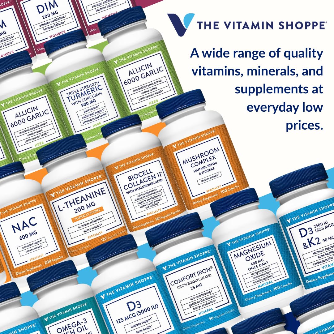 Suplement ​The Vitamin Shoppe Brand Omega 3 Fish Oil 1000mg with EPA DHA 500mg, Cardiovascular, Brain & Eye Health Support for Men and Women, Sourced from Anchovy, VelvetGlow USA