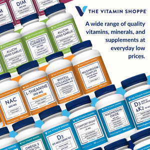 Suplement ​The Vitamin Shoppe Brand Omega 3 Fish Oil 1000mg with EPA DHA 500mg, Cardiovascular, Brain & Eye Health Support for Men and Women, Sourced from Anchovy, VelvetGlow USA