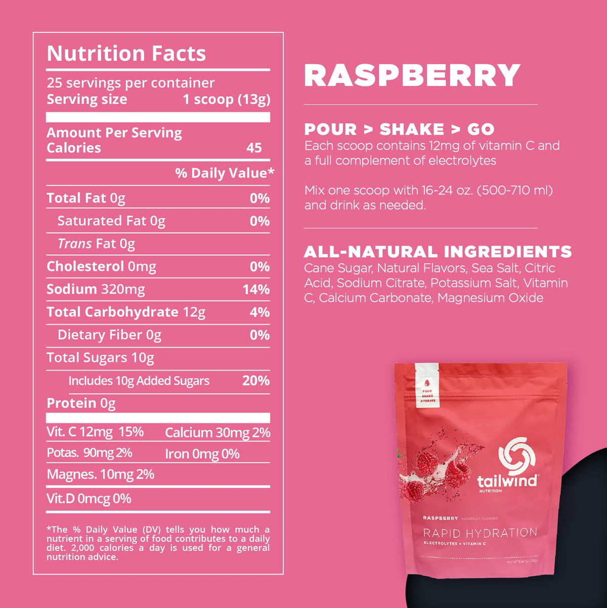 Tailwind Nutrition Rapid Hydration, Strawberry Lemonade, 12 Servings