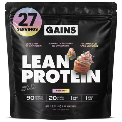 Gains in Bulk Lean Protein Powder with 20g Protein, Strawberry, 27 Servings