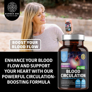 Number One Nutrition Premium Blood Circulation Supplement for Women and Men [8 Powerful Herbs & Vitamins] All Natural Blood Flow Supplement with Hawthorn, Butchers Broom and Cayenne Pepper, 90 Caps Number One NutritionBuy Supplements Australia