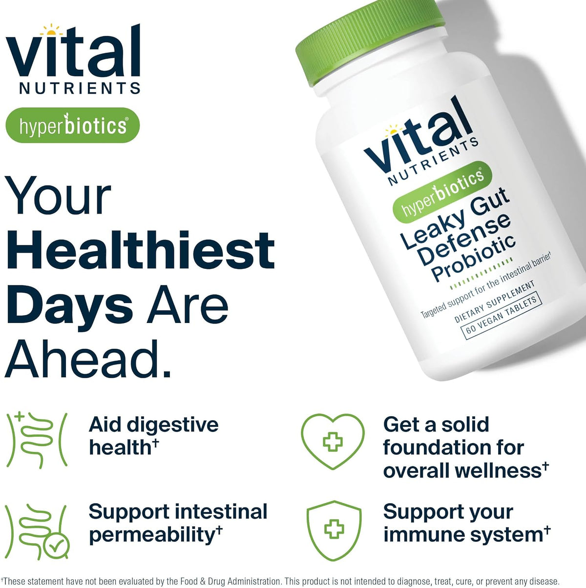 Hyperbiotics Vital Nutrients Leaky Gut Repair Supplement Probiotic | Science Backed Formula Strengthens Intestinal Barrier and Gut Health | Reduces Digestive Discomfort | 60 Vegan Count