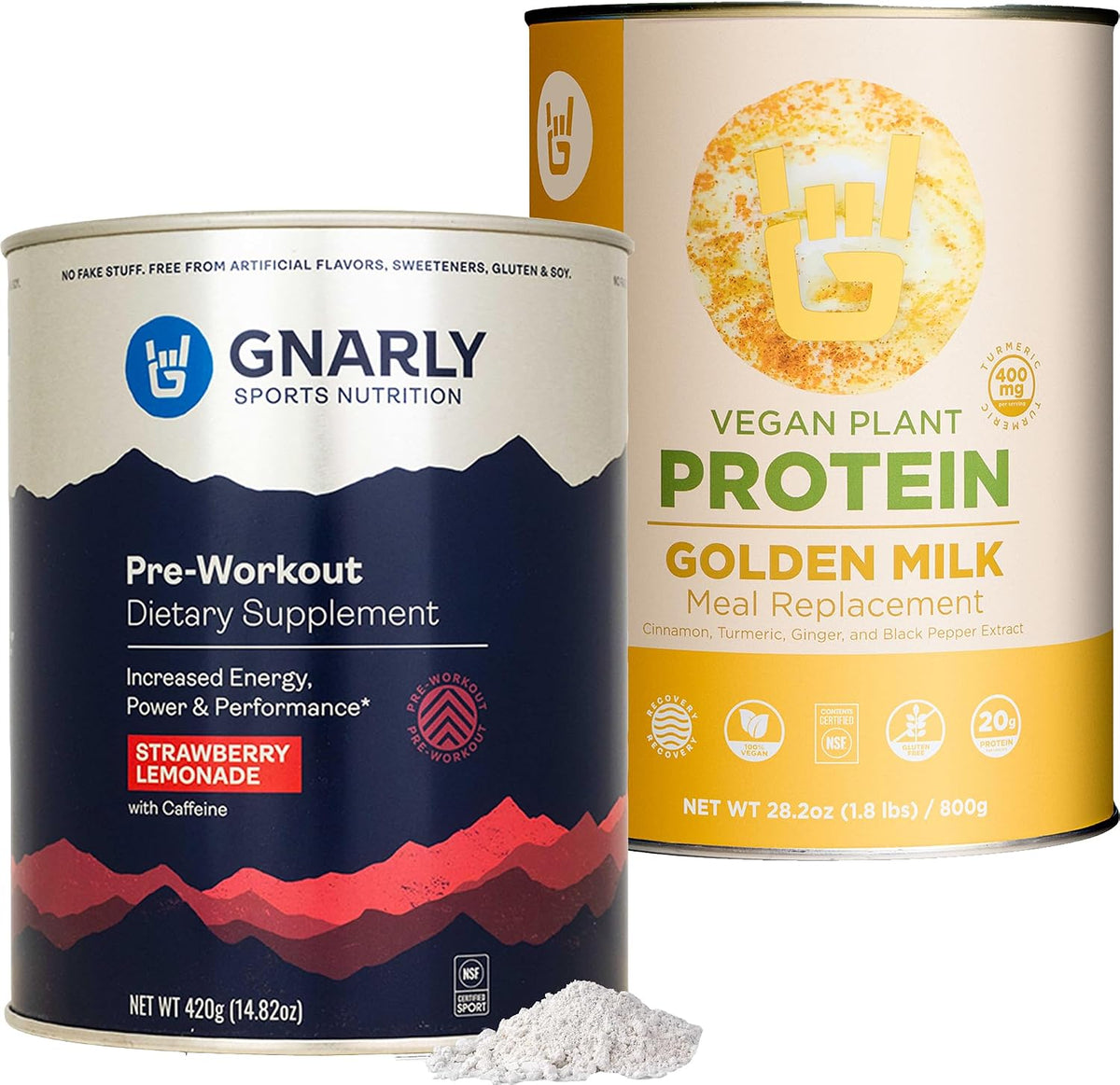 Golden Milk Vegan Protein Powder and Gnarly Preworkout Strawberry Lemonade (14.82oz)