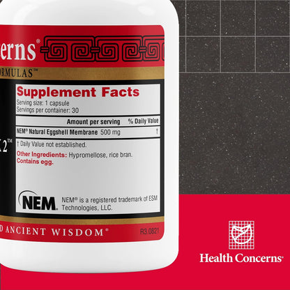 Health Concerns Collagenex 2 – Collagen Supplement for Joint Support & Flexibility – Natural Eggshell Membrane for Men & Women - Connective Tissue Support – Chinese Herbal Supplement - 30 Capsules