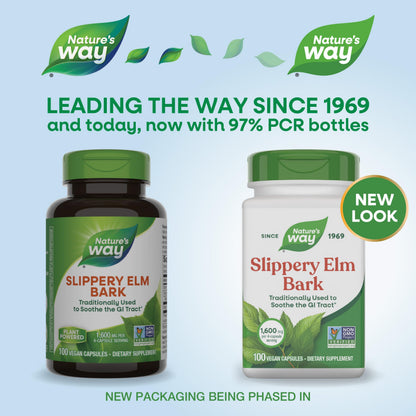 Nature’s Way Slippery Elm Bark Capsules, Traditional Digestive Support to Soothe Gastrointestinal Tract*, 1,600 mg per 4-Capsule Serving