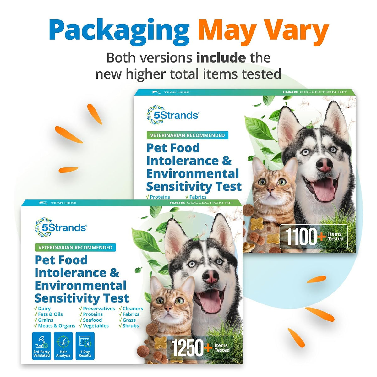 5Strands Pet Food & Environmental Sensitivity Test, 1250 Items Tested
