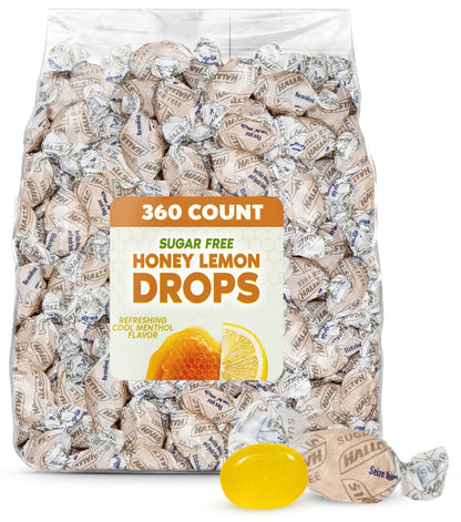 GEEOOLLAH Honey Lemon Drops - Sugar Free Menthol Lozenges with Soothing Honey Lemon Flavor, 360 Count Bulk Bag Individually Wrapped Refreshing Candy Drops
