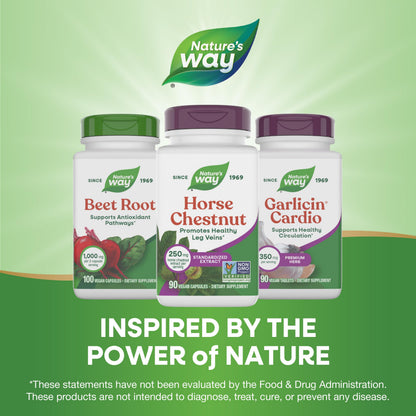 Nature's Way Horse Chestnut Extract, Premium Extract, Promotes Healthy Leg Veins*, 250 mg per Serving, Vegan