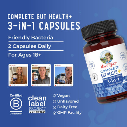 MARYRUTH'S Complete Gut Health+ Capsules | 5 Probiotic Blend | Butyrate | Corebiome® | Vegan Gut Support | Support Gastrointestinal Health & Microbiome