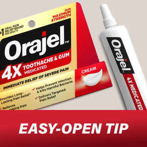Suplement ​Orajel 4X for Toothache & Gum Pain: Severe Cream Tube 0.33oz- From Oral Pain Relief Brand - VelvetGlow USA