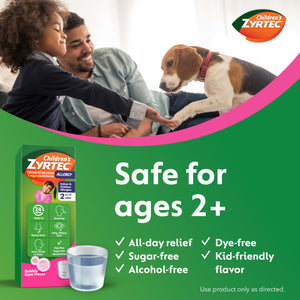 Zyrtec Children's Liquid, Kid's Antihistamine Syrup, Dye-, Sugar-, and Alcohol-Free, Pleasant Bubble Gum Flavor, Contains Cetirizine HCl Suitable for Ages 2 Years and Up, 4 fl oz Bottle Zyrtec buy supplements Au
