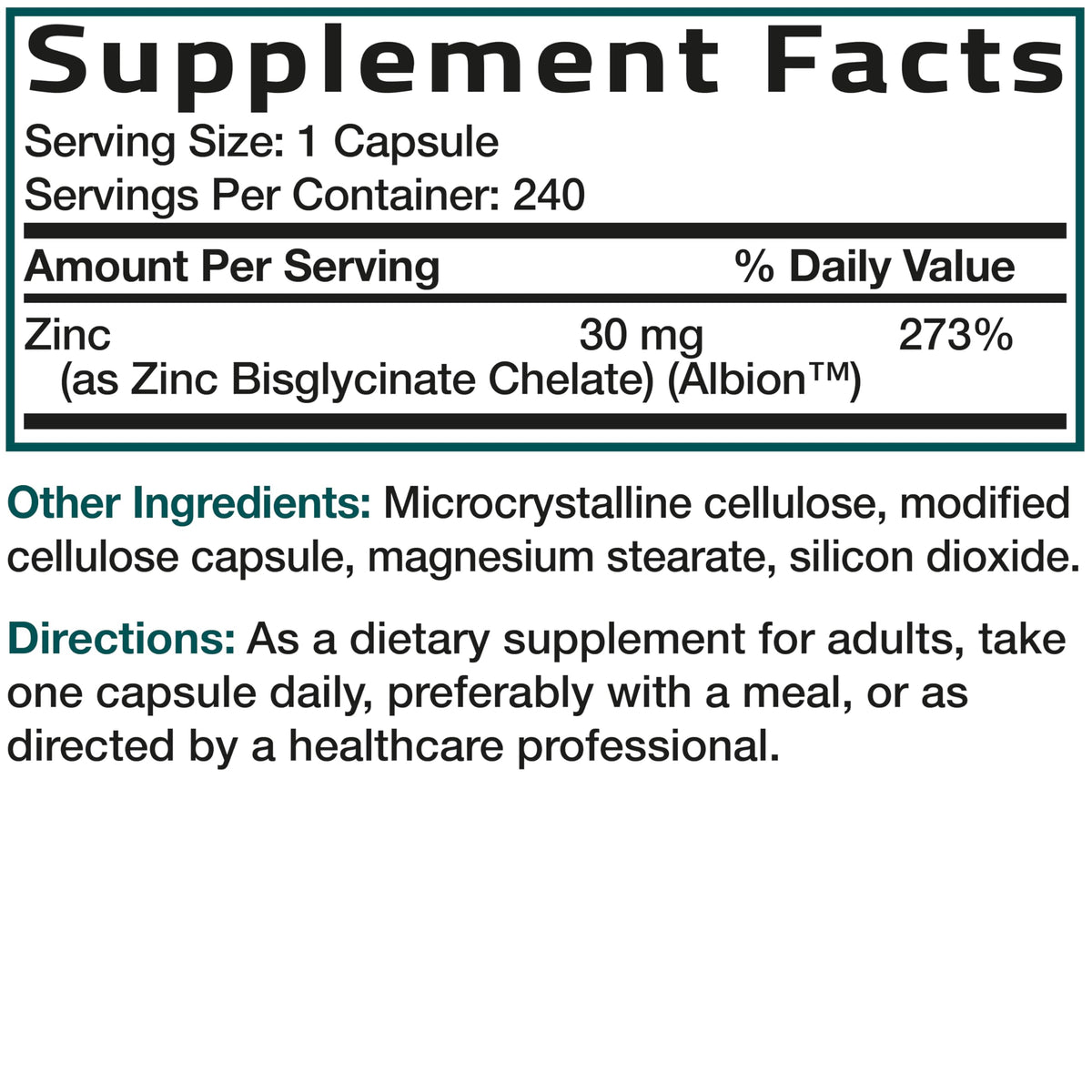 Bronson Zinc Glycinate 30mg Chelated Superior Absorption 100% Chelated Formula Non-GMO, 120 Vegetarian Capsules