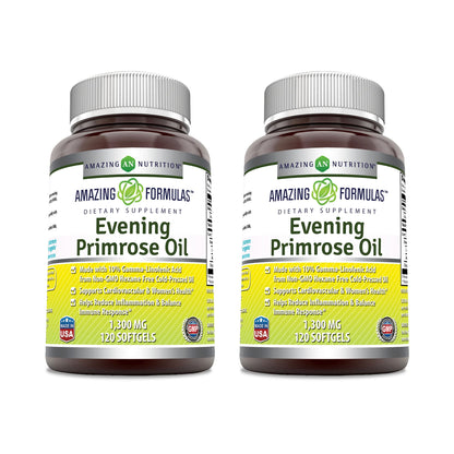 Amazing Formulas Evening Primrose Oil 1300mg, 10% GLA, Softgels Supplement | Hexane Free Cold Pressed Oil | Non-GMO | Gluten Free (250 Count)