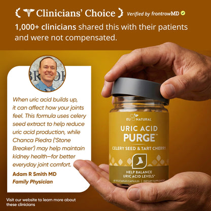 Eu Natural Purge Uric Acid Flush - Eat & Drink What You Want - Uric Acid Support for Joints & Mobility with Celery Seed, Tart Cherry