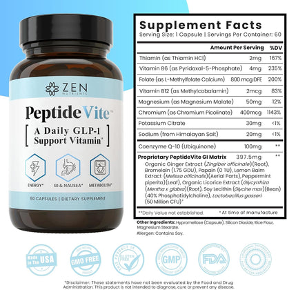 Zen Nutrients Everyday Peptide & Liver Metabolism Support Bundle - PeptideVite GLP-1 Support Vitamin for Naseau Relief & The Everyday Liver Vitamin Liver Cleanse Detox & Repair for Fatty Liver Support