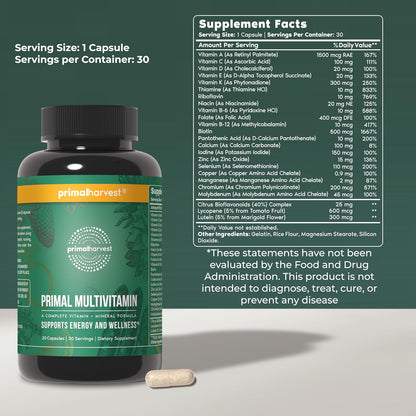 Primal Harvest Gut Restore & Multivitamin Supplements for Women and Men Multi Vitamin Capsules and Colon Cleanse Pills Bundle