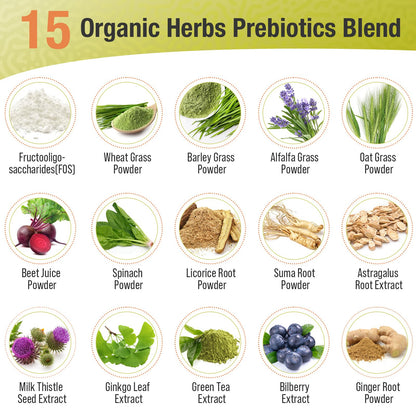Probiotics for Women & Men - 300 Billion CFU, 24 Strains + 15 Organic Herbs Prebiotics Blend, Daily Probiotic for Digestive Health, Immune, Gut, Bloating - 120 Vegetarian Capsule (120-Days Supply)