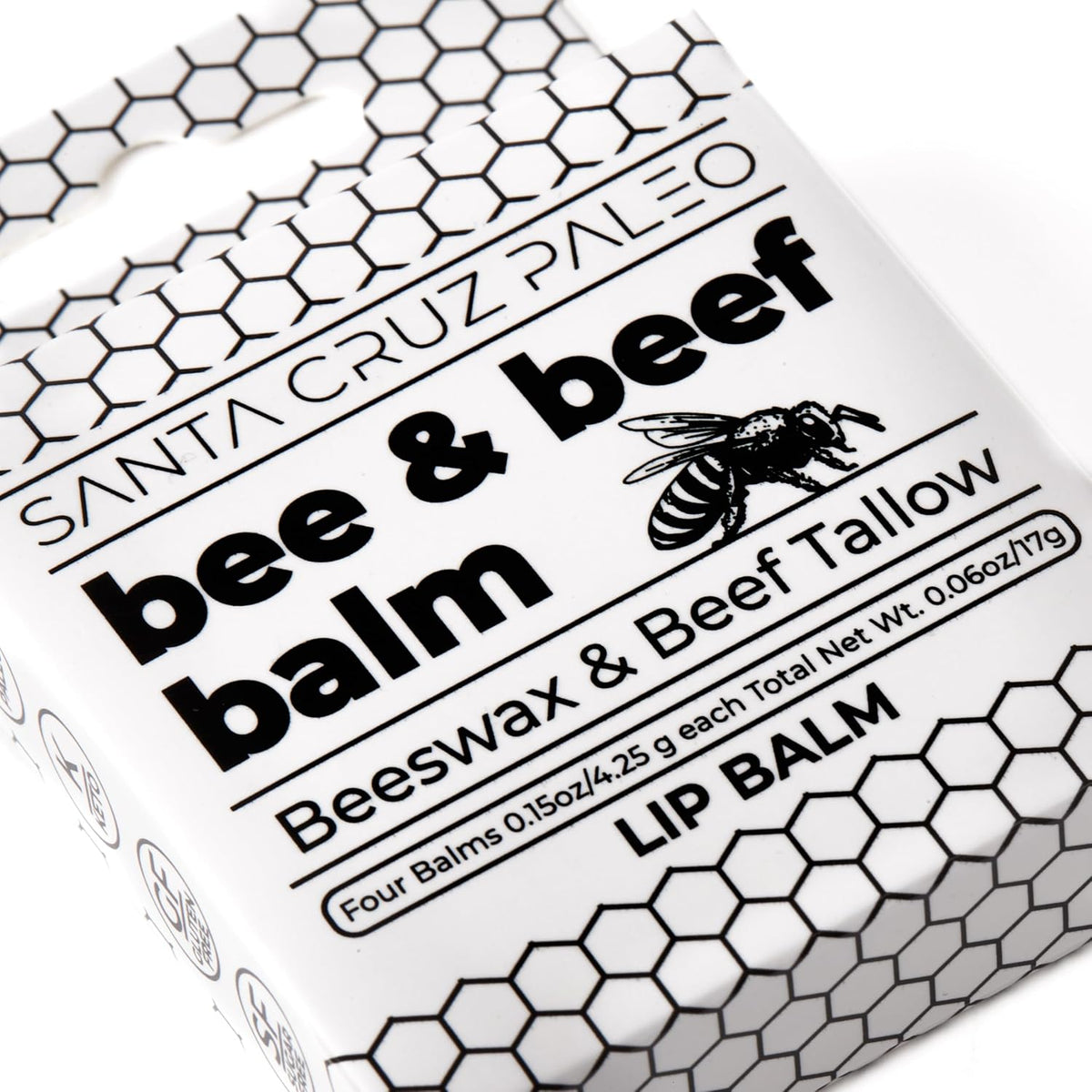 Santa Cruz Paleo Grass Fed Beef Tallow & Beeswax Lip Balm, 1 Pack, Beef Tallow for Skin Care Moisturizer, Hypoallergenic for Sensitive Skin, Long Lasting & Vitamin Rich, Unflavored