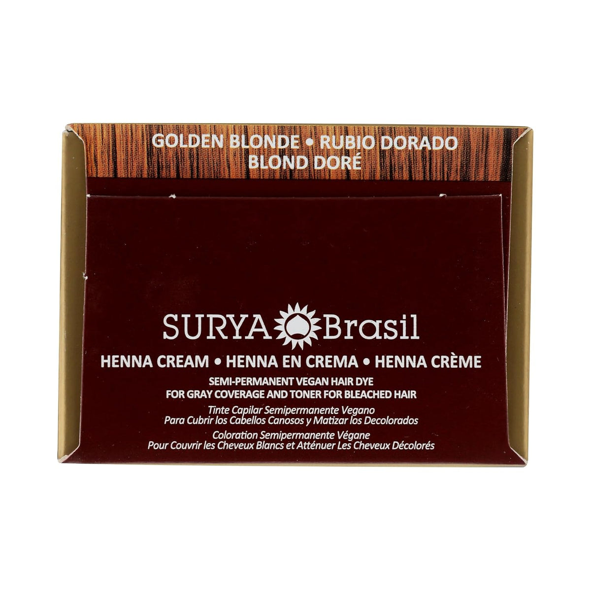 Surya Brasil Henna Cream Golden Blonde - 98% Natural Ingredients, Vegan, Cruelty-Free, Eco-Friendly, Semi-Permanent Hair Color, Deep Hydration & Shine, 2.37 oz