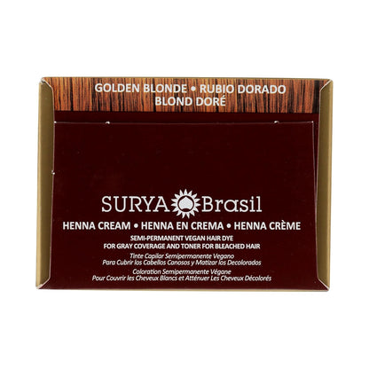 Surya Brasil Henna Cream Golden Blonde - 98% Natural Ingredients, Vegan, Cruelty-Free, Eco-Friendly, Semi-Permanent Hair Color, Deep Hydration & Shine, 2.37 oz