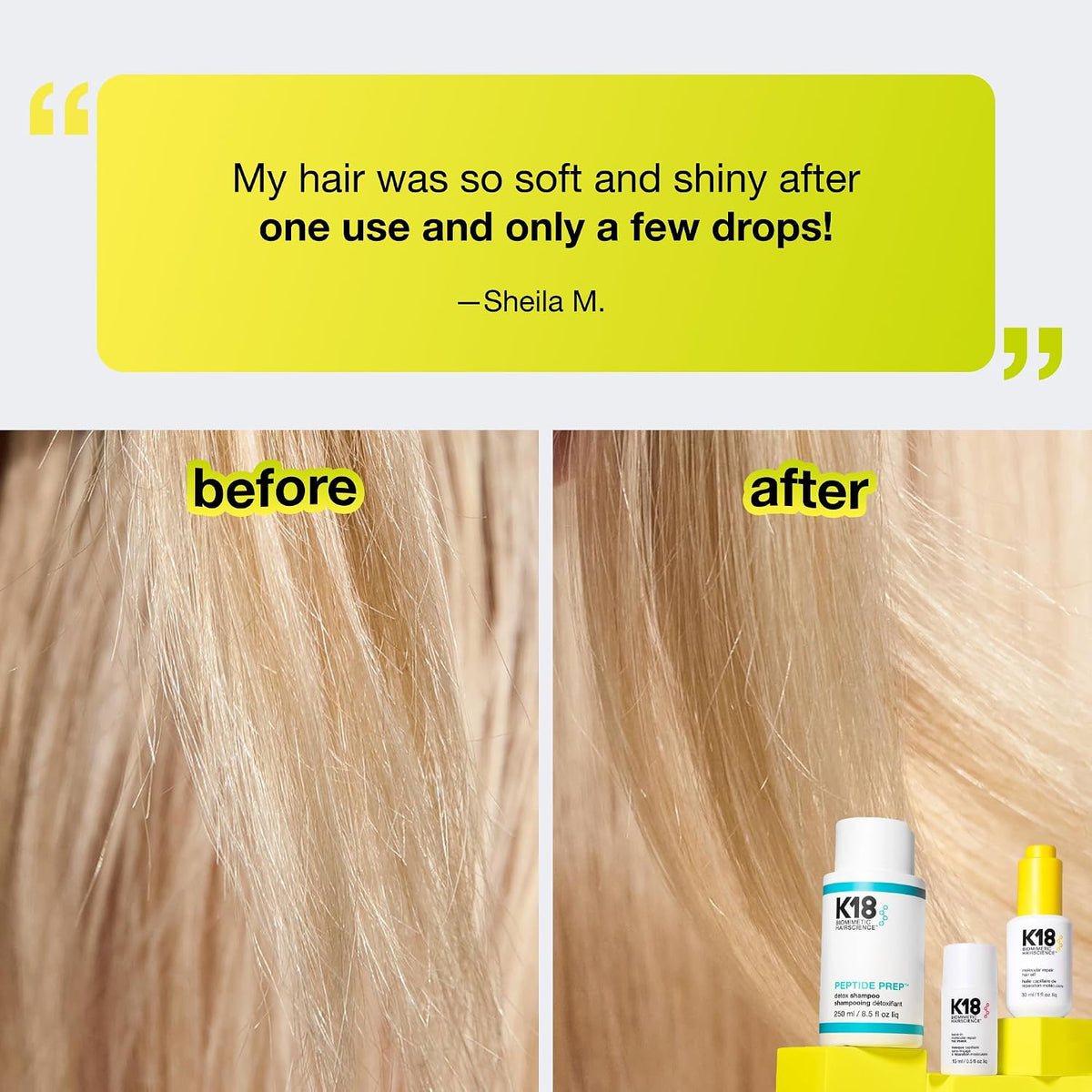 K18 Molecular Repair Hair Oil, Weightless Oil for Stronger, Healthier Hair, Suitable For All Hair Types