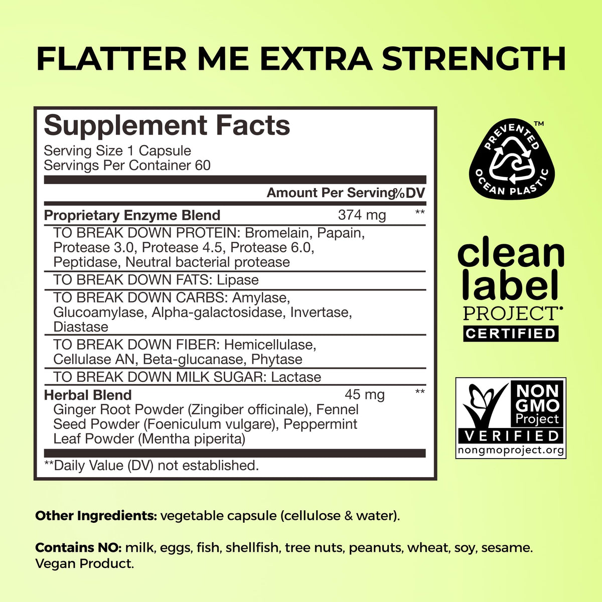 HUM Flatter Me Digestive Enzymes, Digestion & Bloating Support, 60 Count