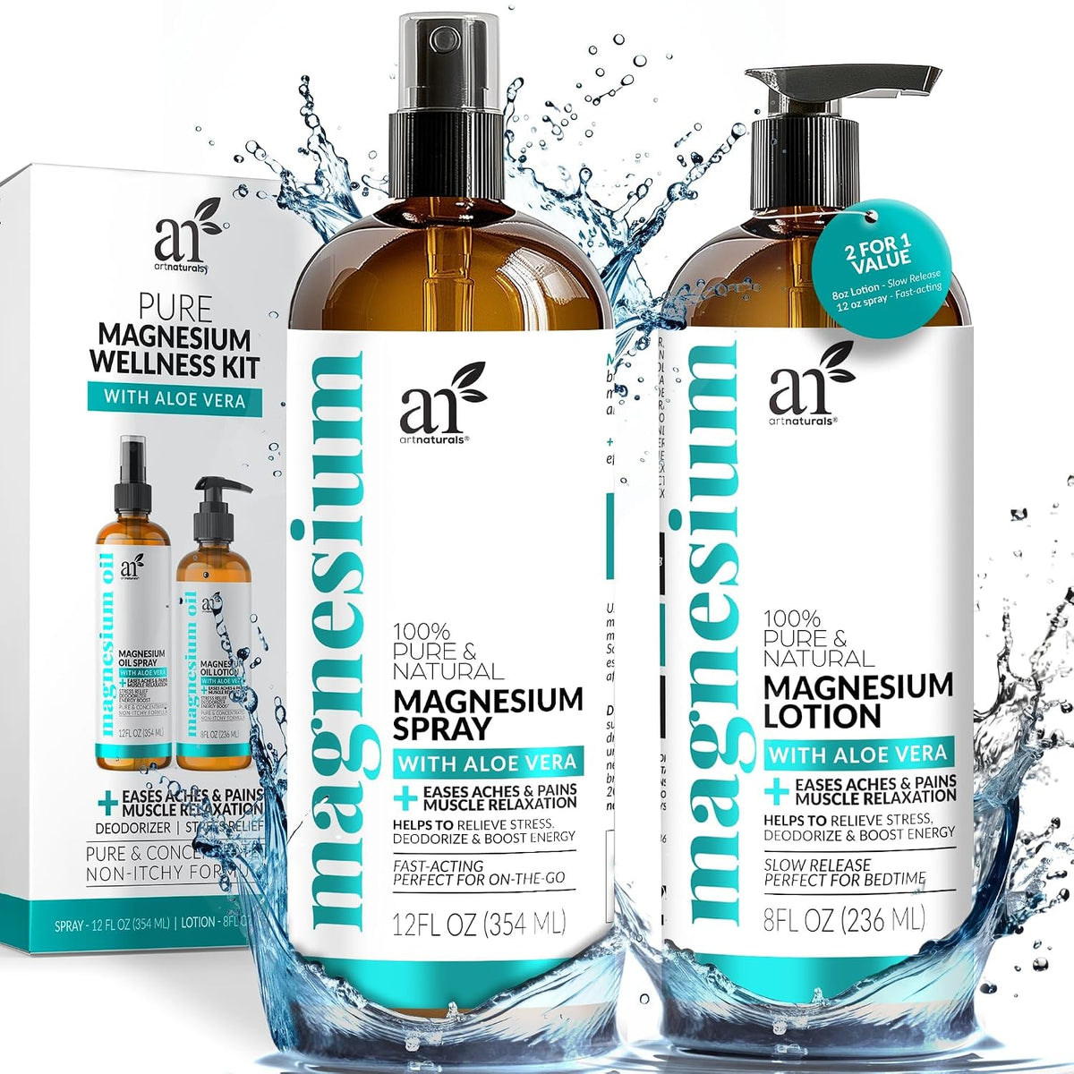 ArtNaturals Magnesium Oil Spray & Body Lotion Set